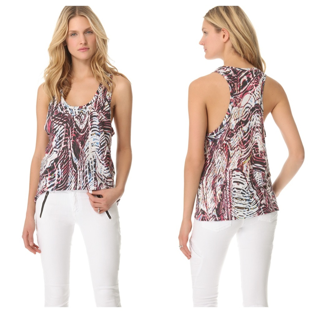 IRO Zeta Printed Racerback Tank Fuschia
